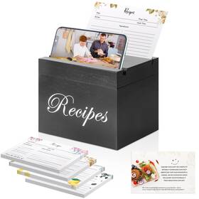 Belo Vale 755097798193 Recipe Box Black Wooden Organizer With 61pcs Cards Rustic Reci Belo Vale 755097798193 Recipe Box Black Wooden Organizer With 61pcs Cards Rustic Reci