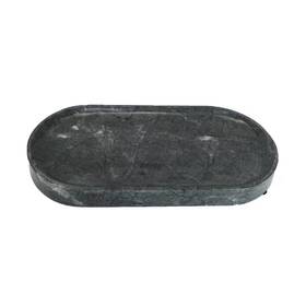 Benjara 726084181397 Green Oval Marble Unique Veining Pattern Decorative Tray