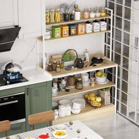 Benton Technology 768692152987 Kerrogee 5-tier Bakers Rack With Hutch Kitchen Storage