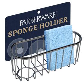 Bes47488 Best Brands Farberware Sponge Holder For Kitchen Sink Brushed Metal Caddy Organiz