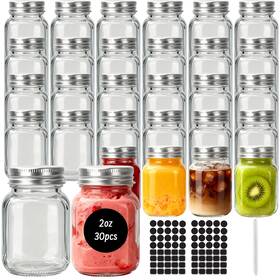 69-01000-226 Betrome 2 Oz Glass Mason Jars With Silver Lids 30 Pack Small Clear