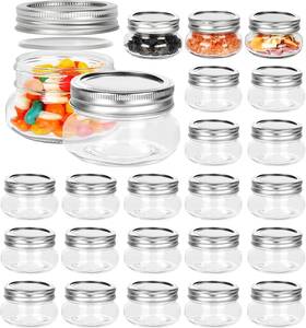 Betrome 791262277926 4 Oz Mason Jars 24 Pack 120ml Glass Canning 4oz Silver Lid Betrome 791262277926 4 Oz Mason Jars 24 Pack 120ml Glass Canning 4oz Silver Lid