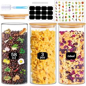 Bgraceyy 797241975074 Glass Jars With Bamboo Lids 58 Oz 3 Pcs Kitchen Containers