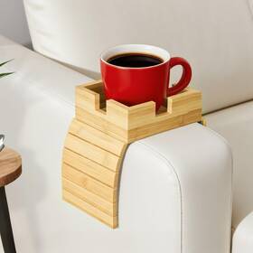 Bhnjutm 718653537964 Bamboo Couch Cup Holder And Armrest Tray - Extend Your Comfort With A Secure Dr