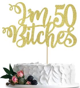 Biabisd 645569071902 Iftm 50 Cake Toppers Gold Glitter 50th Birthday Party Decorations Funny