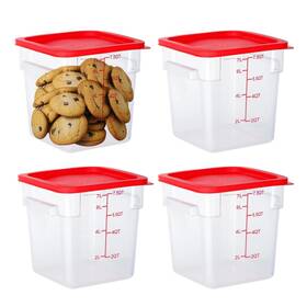 4cwt-8qt Bieama 4 Pack Food Storage Containers 8 Quart With Lids Square Commercial Containe