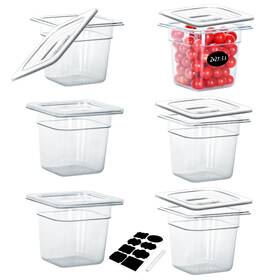 6fspg-pc-1 Bieama 6fspg-pc-1/6-6 6 Pack Nsf Food Pans With Lids 1/6 Size 6ftft Deep Commercial Storage Con