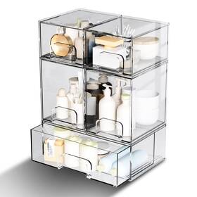 Binceen 752771039627 5 Pack Stackable Storage Drawers Clear Plastic Organizer Bins With Pull-out
