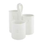 45800031 Bistro Collection White Ceramic Utensil Crock Fork Knives Spoon Holder 45800031 Bistro Collection White Ceramic Utensil Crock Fork Knives Spoon Holder