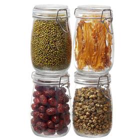 Bjonkz 757387849295 4 Pack 34 Oz Glass Jars With Airtight Lids Food Storage Containers