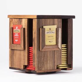 Bls001 Blissli Rotating Tea Bag Organizer Acacia Wood 4-sided Storage Box For Home Or O
