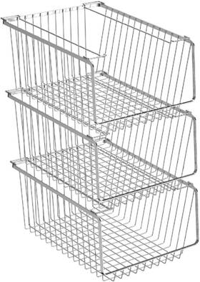 Blitzlabs 786411051168 Wire Storage Baskets Stackable 10.6&apos &apos L X 14&apos W 3 Pack