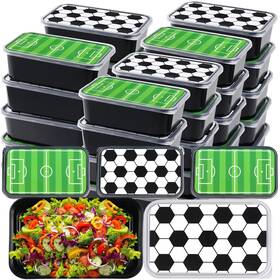 Gex-blushtier-1016 Blushtier 50 Pcs Soccer Party Decoration Food Containers With Lids 25 Oz Plastic
