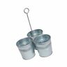 Bm177865 Benjara Gray Galvanized Metal Cutlery Three Buckets And 660078053188