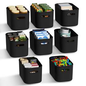 Es8805 Bobiboss 8 Pack Black Storage Bins For Shelves Plastic Containers Organiz Es8805 Bobiboss 8 Pack Black Storage Bins For Shelves Plastic Containers Organiz