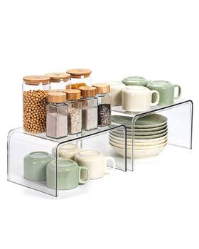 Bdbco01020101us Bobomoment Clear Cabinet Organizer Shelf Set Of 2 For Kitchen Pantry Organize