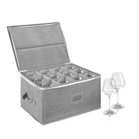 Bohemiaby 737494078580 Wine Glass Storage Box With Dividers Glassware Containers-holds 12 Red Or White Bohemiaby 737494078580 Wine Glass Storage Box With Dividers Glassware Containers-holds 12 Red Or White