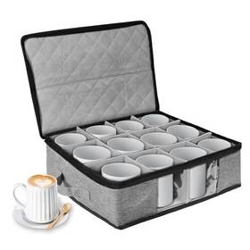 Bohemiaby 737494081122 Coffee Cup Storage Organizer Mug Boxes With Dividers Stackable And Hard Shell Chin