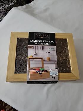 Br79737 Bombay Bamboo Box Tea Bag Organizer 6 Compartments Hinged Lid