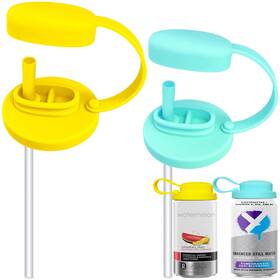 Ag-qsg-g9 Bonnechance 2 Pcs Silicone Soda Can Lids With Straw Pop Cyan Yellow