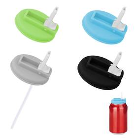 1077631 Boxob 4pcs Soda Can Lids With Straws Silicone Plastic Black Blue Green Gray
