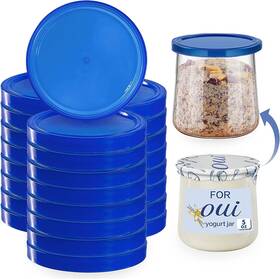 Cya0147 Boxweer 30 Pieces Oui Yogurt Jar Lids Container Clear Plastic Blue