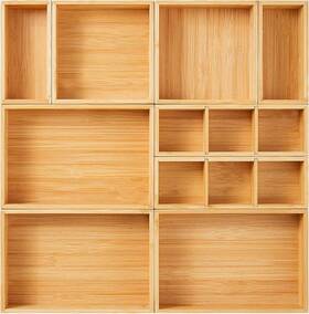 Brand Fabsome Alf-drawer-organizer-9 9-piece Bamboo Drawer Organizer Set Kitchen Bathroom Office Storage Bins