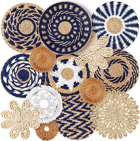 Xil2072 Brand Xuhal 15 Pcs Boho Wall Basket Decor Hanging Woven Decorative Xil2072 Brand Xuhal 15 Pcs Boho Wall Basket Decor Hanging Woven Decorative