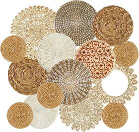 Xil2138 Brand Xuhal 15 Pcs Boho Wall Basket Decor Handcrafted Seagrass Woven Rustic