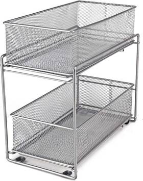 Bremoon 727210605572 2 Tier Sliding Basket Stackable Cabinet Pull-out Drawer Mesh Organizer For Ki Bremoon 727210605572 2 Tier Sliding Basket Stackable Cabinet Pull-out Drawer Mesh Organizer For Ki