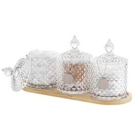 Bath2854 Bssn 3 Pack Glass Qtip Holder Dispenser With Tray And Tag Apothecary Jars Li Bath2854 Bssn 3 Pack Glass Qtip Holder Dispenser With Tray And Tag Apothecary Jars Li