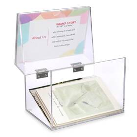 Btskythn01698 Btsky Clear Acrylic 4 X 6 Inch Index Card Box With Sign Lid - Holder Not