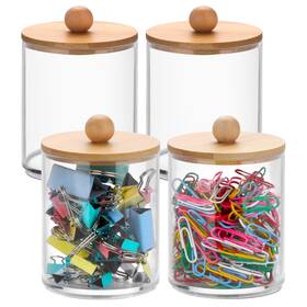 Btskythn01772 Btsky 4 Pack Paperclip Holders With Bamboo Lid Round Binder Holder For Desk