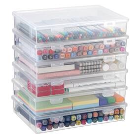 Ustram-36919 Btsky Clear Plastic Storage Box With Flap Lid Multipurpose Craft Organizers