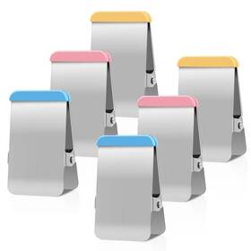Burlihome 704219072673 Bag Clips For Food 6 Pack Metal Chip With Colored Silicone Heavy Duty
