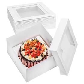 Cb-03-12 Burrneri 12 8 -15pcs 15pcs Cake Boxes 12x12x8 Inch-white Bakery With Window-large Baking Box