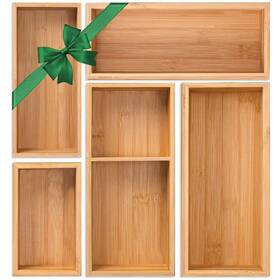 Zn-db001 Buwheekoki Bamboo Drawer Organizer 5 Pcs For Kitchen Multi-purpose Storage Dividers