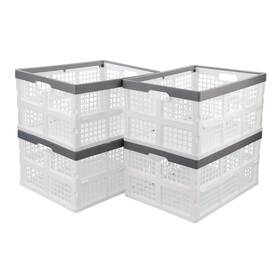 Buyitt 751300845890 4-pack 30 L Plastic Collapsible Crates Stackable Storage Bins