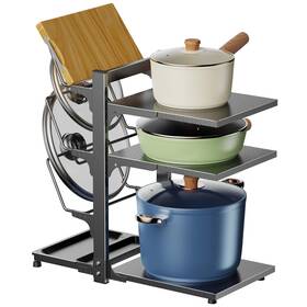 Dd618 Bytana 3 Tiers Adjustable Pan Rack Organizer For Cabinet Pots And Pans Un Dd618 Bytana 3 Tiers Adjustable Pan Rack Organizer For Cabinet Pots And Pans Un