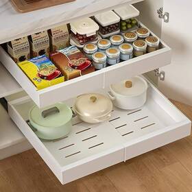 P012 Cabinate 1 Pc Expandable Pull Out Cabinet Organizer - Deep Adjustable Sliding Peel And P012 Cabinate 1 Pc Expandable Pull Out Cabinet Organizer - Deep Adjustable Sliding Peel And