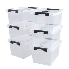 Cadineus 737269786986 6-pack Clear Storage Boxes Latching Bins With Lids 11.02ftft X 7.71ftft