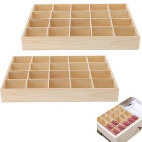 231262354 Camland Set Of 2 - Wooden Drawer Organizers With 20 Compartments Space-saving Belt
