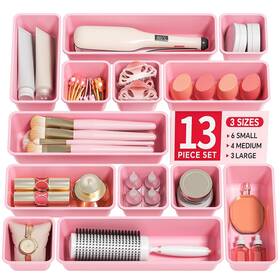 Canfanni 769271707017 13 Pack Plastic Drawer Organizers Set 3 Sizes Desk Organizer