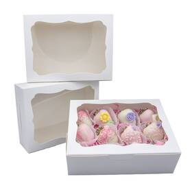 Pb007-20 Capkyke 20pcs 8x6x2.5 Inch White Bakery Boxes Cookie With Window Treat De