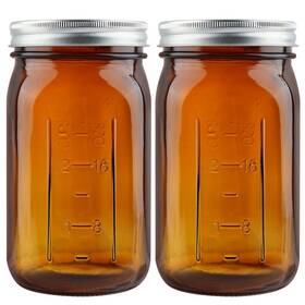 Cb-csmsg-02a Carblin 2 Pack Mason Jars 32 Oz Amber Wide Mouth Canning With
