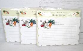 Rec102 Carol Wilson Design Carols Rose Garden Recipe Cards Lot 3 Watering Can Carrot Pea Tomato Embossed