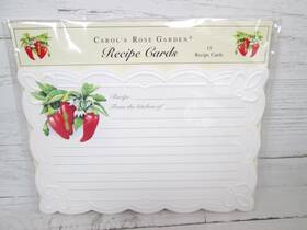 Rec105 Carol Wilson Fine Arts Carols Rose Garden Recipe Card Red Chili Pepper Flower Greenery Embossed Die Cut
