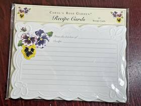 Carols Rose Garden 095372181068 15 Die Cut Recipe Cards Floral Embossed Pansies