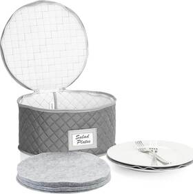 Case 635833582692 China Storage Salad Plate Quilted 10 Inch W X 6 H Gray Includes 12 Felt S