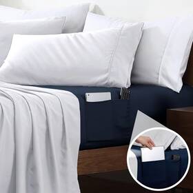 Cathay Home 196789049979 Full Double-sided Organizer Pocket Fitted Smart Sheet - Double Br